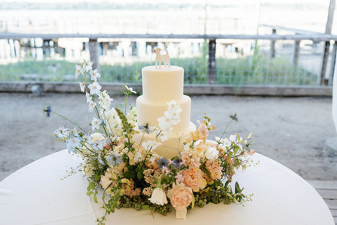 Floral Chuppah & Cake Meadow at Semiahmoo Resort Wedding