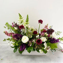 Load image into Gallery viewer, Spring florals with purple, burgundy and white.