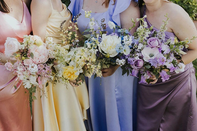 Colorful matching bridesmaids bouquets for Lairmont Manor Wedding in Bellingham, Washington