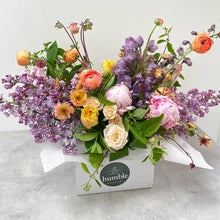 Load image into Gallery viewer, Lush mother&#39;s day arrangement with peonies and lilac