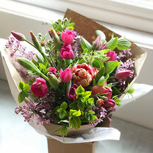 Load image into Gallery viewer, Spring bouquet with lilac, tulips, &amp; irises made be Bellingham Washington Florist