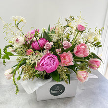 Load image into Gallery viewer, Florist Order with pink tulips, peonies, roses and ranunculus.