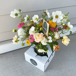 lush and subdued birthday flowers for friend