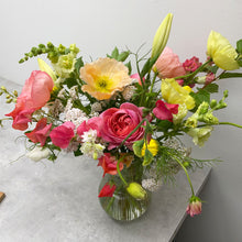 Load image into Gallery viewer, yellow and coral thinking of you floral arrangement