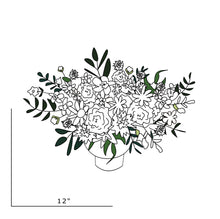Load image into Gallery viewer, sketch for compote arrangement to demonstrate size and shape of compote arrangement